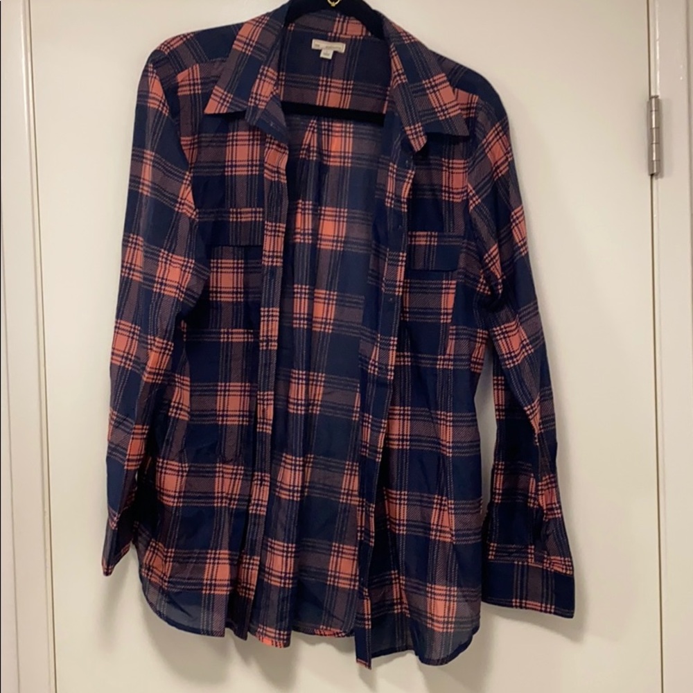 Gap blue and pink plaid button down
